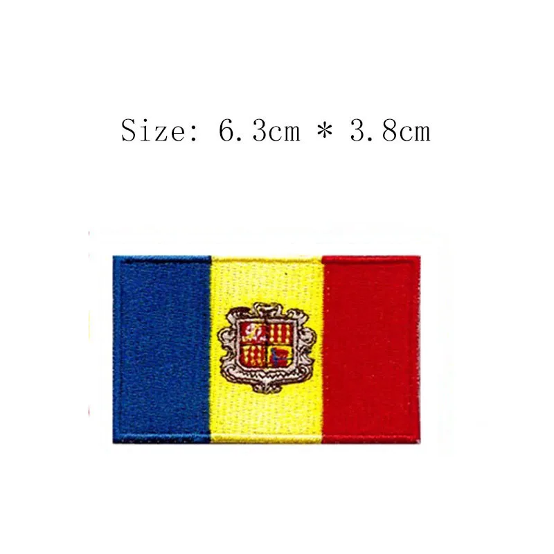 Toppa bandiera ricamata Andorra Emblema Andorra La Vell spedizione per cappotto giacca moto Ferro all'ingrosso sul petto destro cucito