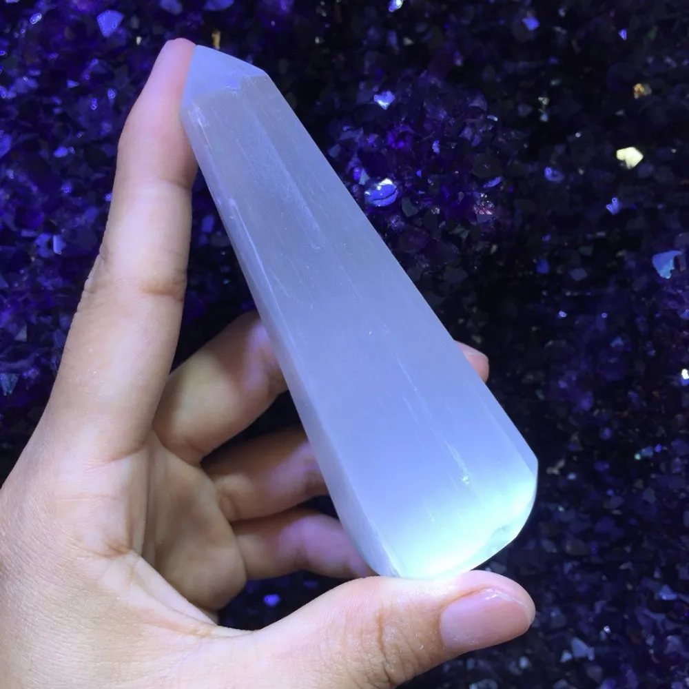 natural polished selenite Crystal gemstone tower point meditation reiki healing Mental Clarity selenite remove negative energy