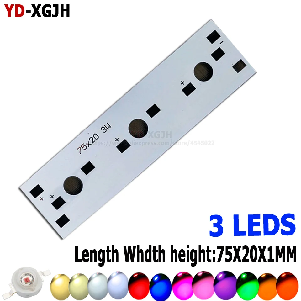 10 個 3LED 75 100 ミリメートルハイパワー PCB ボード LED アルミベースプレート 1 ワット 3 ワット 5 ワットの 3 ワット 9 ワット 15 ワット接続アルミベースプレート