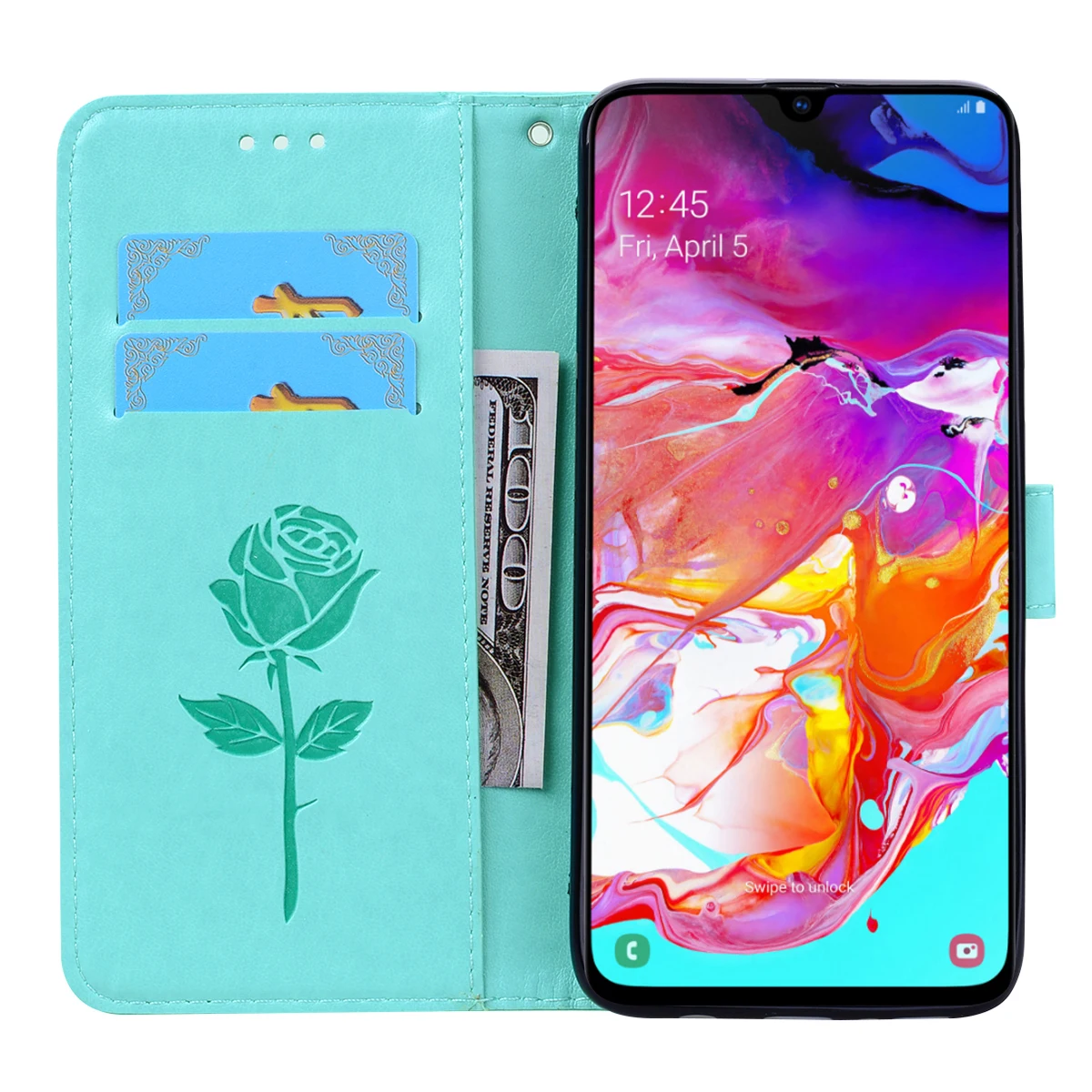 3D Embossing Flip Leather Case For Samsung Galaxy A20E A50 A30 A10 A20 A60 A40 A70 S10 S10E A9 A6 Plus A7 2018 A3 A5 2017 coque view 6