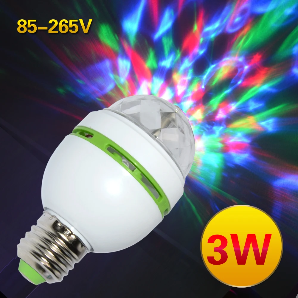 E27 3W Colorful Auto Rotating RGB LED Bulb Stage Light effect Party Lamp DJ Light Disco Ball for Home Decoration Lighting Lamps