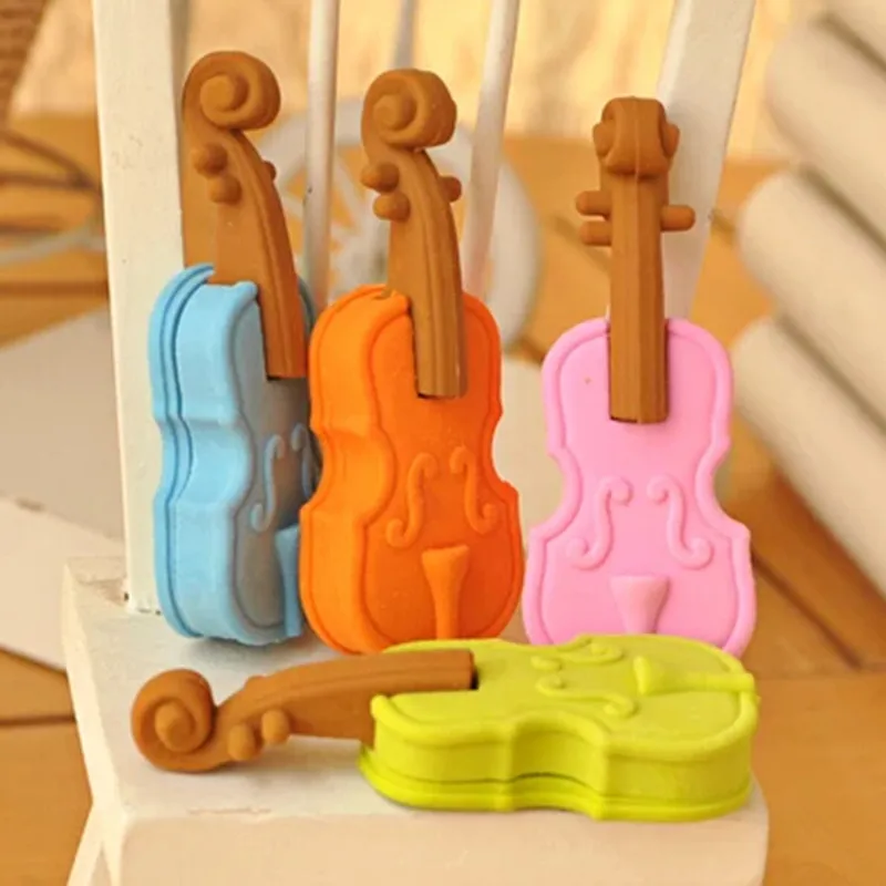 The Music Eraser Funny Violin Eraser with 3D eraser promotion  shaped eraser disocunt MOQ 10  pieces per lot