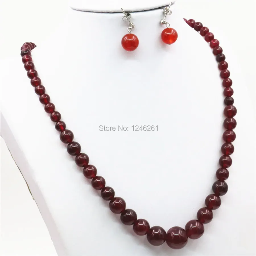 6-14mm Natural Red Stone Beads Sardonyx Round Fashion Jewelry Making Necklace Chain Earrings Sets Jewelry Sets Women Girls Gifts