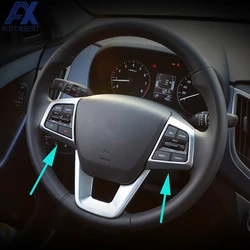 AX 2pcs Chrome Interior Steering Wheel Panel Cover For Hyundai Creta 2015 - 2019 Trim Badge Frame Molding Garnish Bezel Surround