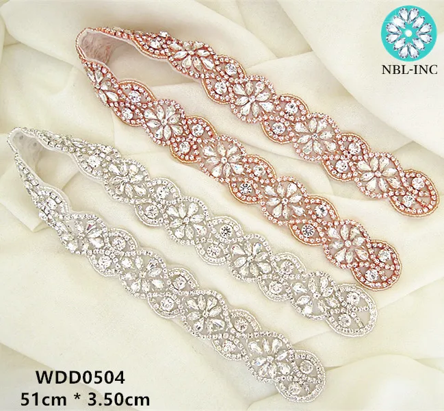 

(30PCS)Wholesale hand beaded sewing bridal sash crystal rhinestone applique iron on for wedding dresses DIY belt WDD0504