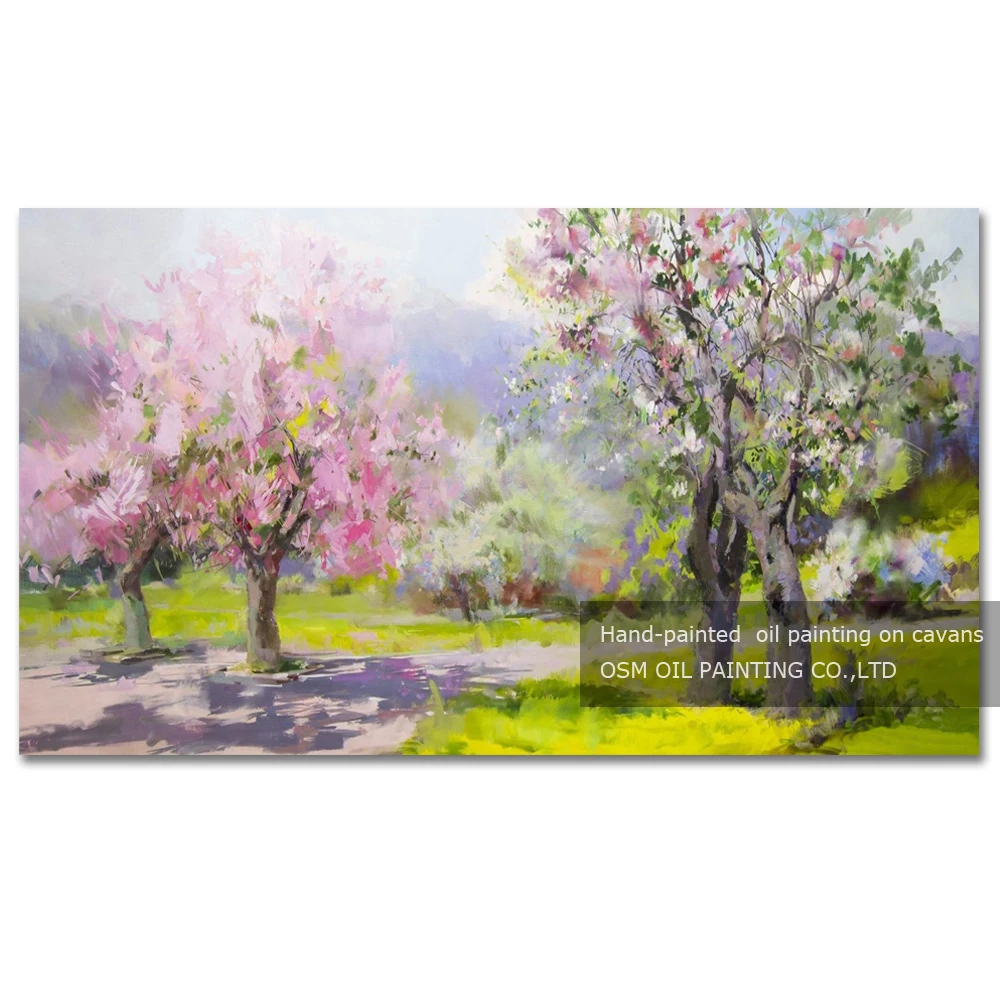 Professional Artist Team Support High Quality Impression Landscape Oil Painting on Canvas Spring Scenery Natural Oil Painting