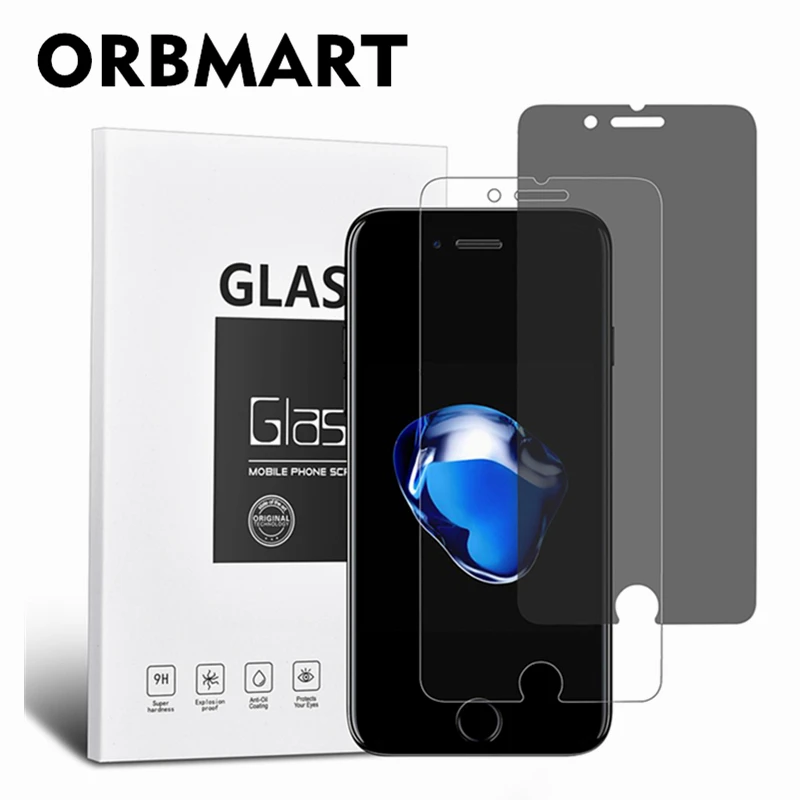 

ORBMART 2 Pcs/Set Privacy Screen Protector + HD Ultra-clear Clear Tempered Glass For iPhone 6s Plus Anti Fingerprint