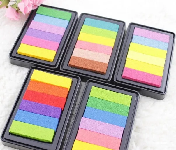 6colors 9*6cm Inkpad Craft Oil Based Diy Ink Pads for Rubber Stamps Fabric Scrapbook Wedding Decor Fingerprint Kids Art Supply