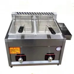 Commercial gas heating deep fryer double-cylinder deep frying machine potato chip chicken fryer  ZF