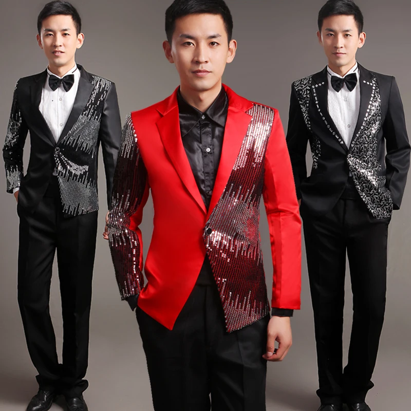 Moderator clothes paillette male master Sequin Dresses Stage Costumes Men terno Suit Ballroom Singer Suits Blazer jacket