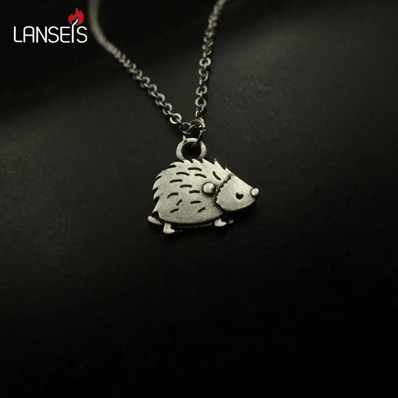 

Lanseis 1pcs cute animal necklace pendant women little hedgehog pendant