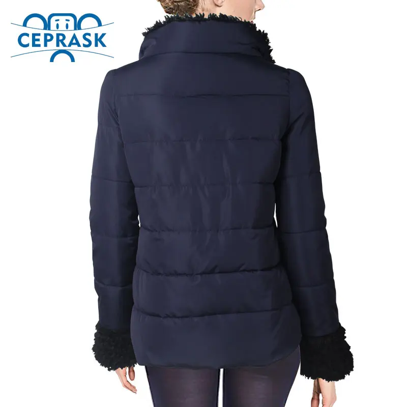 Ceprask 2023 New High Quality Warm Down Jacket Women Parka Padded Cotton Short Fur Jacket coat Womens Clothing Outerwear