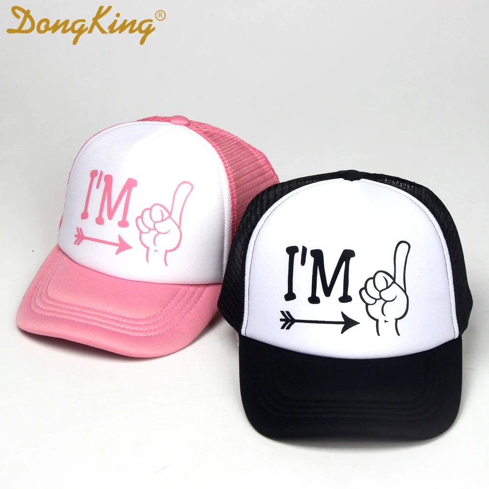 

DongKing Kids Birthday Hat Boys Girls Baby Birthday Trucker Hats I'M One Let's Party I'M Three I'M Four I'm Five Cool Gift