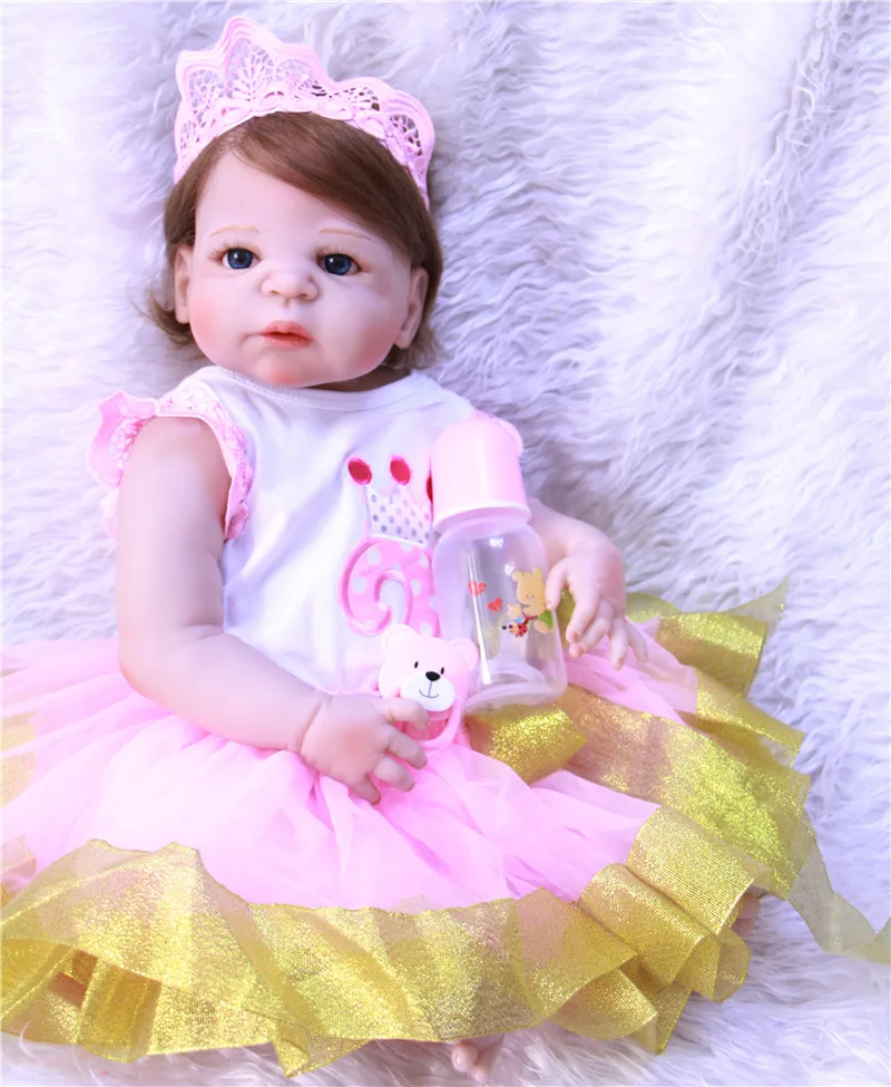 

23" Micro Preemie Full Body Silicone Vinyl Baby Doll Girl Lifelike Bebe Reborn Doll Surprice Children Anti-Stress