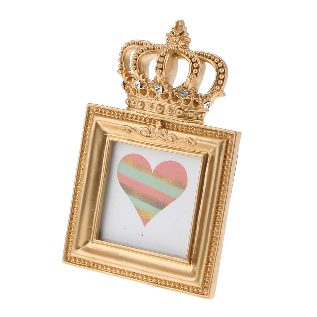 Gold Crown Resin Picture Photo Frame Baroque Luxury Style Home Décor Gold Crown Photo Stand Tabletop Frame with Stand