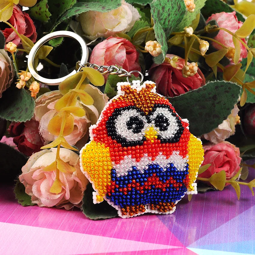 diy beads toys Owl handmade Embroidery cross-stitch little ornament with beaded bags key chain adult children gifts wholesale