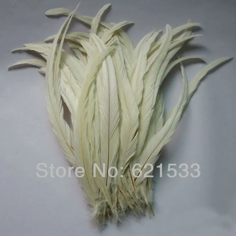 50pcs/Lot White Colour Coque Rooster Tail Feathers 12-14