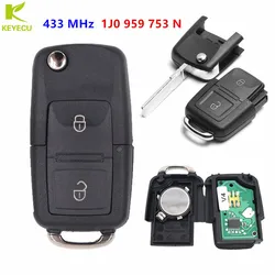 KEYECU Relacement Folding Remote Key Fob 1J0 959 753 N 2 Button 433 MHz ID48 For Volkswagen PASSAT GOLF MK4 ,Skoda Octavia ,Seat