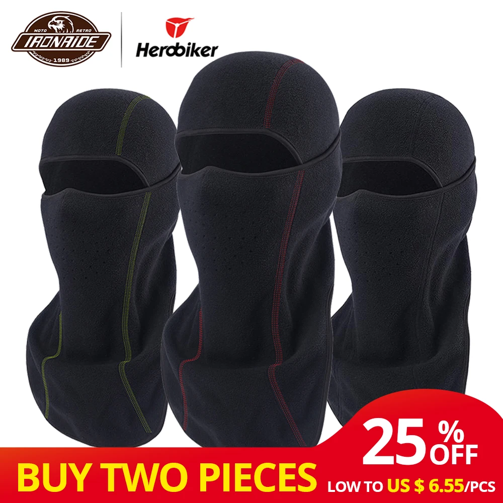 Black Motorcycle Face Mask Autumn Winter Thermal Fleece Balaclava Motorcycle Mask Moto Windproof Cycling Skiing Mask