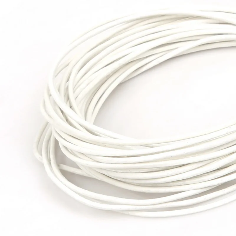 1/1.5/2mm Genuine Leather Cords White Round Rope String Cord For Jewelry Making Bracelet Necklace Craft DIY Jewelry Accessories