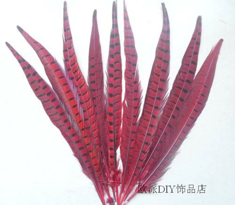 Wholesale 100 pcs beautiful natural red Pheasant Feather 12-14 inches 30-35 cm free shipping