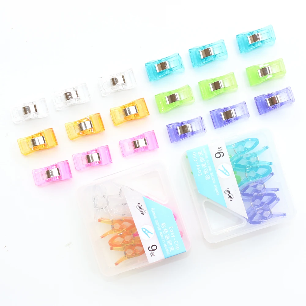 Domikee New cute rainbow color office school paper spring clip set stationery supplies,9 pieces/pack