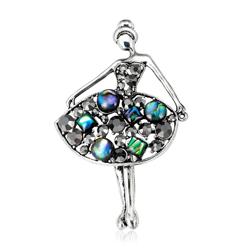 Di modo Oro-Ballerina di Colore di Figura Della Ragazza Spille Per Le Donne di Cristallo Multicolore del Strass Spilla Risvolto Spilli Figura Dei