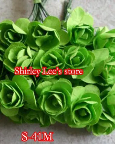 144 bunches=1728pcs tiny  paper rose in LIGHT GREEN ,craft supplies, for  FAVOUR BOX DECORATION ETC.