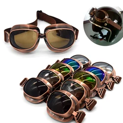 Vintage Scooter Motorcycle Goggle Glasses Cycling Goggles Pilot Motorbike Goggles Retro Jet Helmet Eyewear Silver/Copper