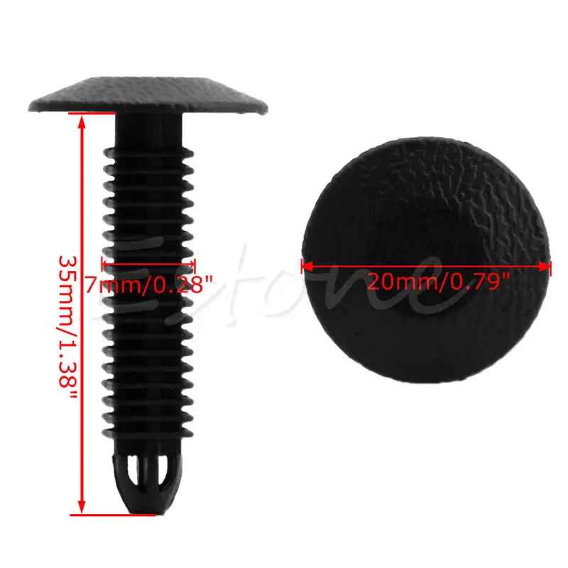 20 Pcs 7mm Hole Plastic Rivets Fastener Push Clips Black for Car Auto Fender car accessories