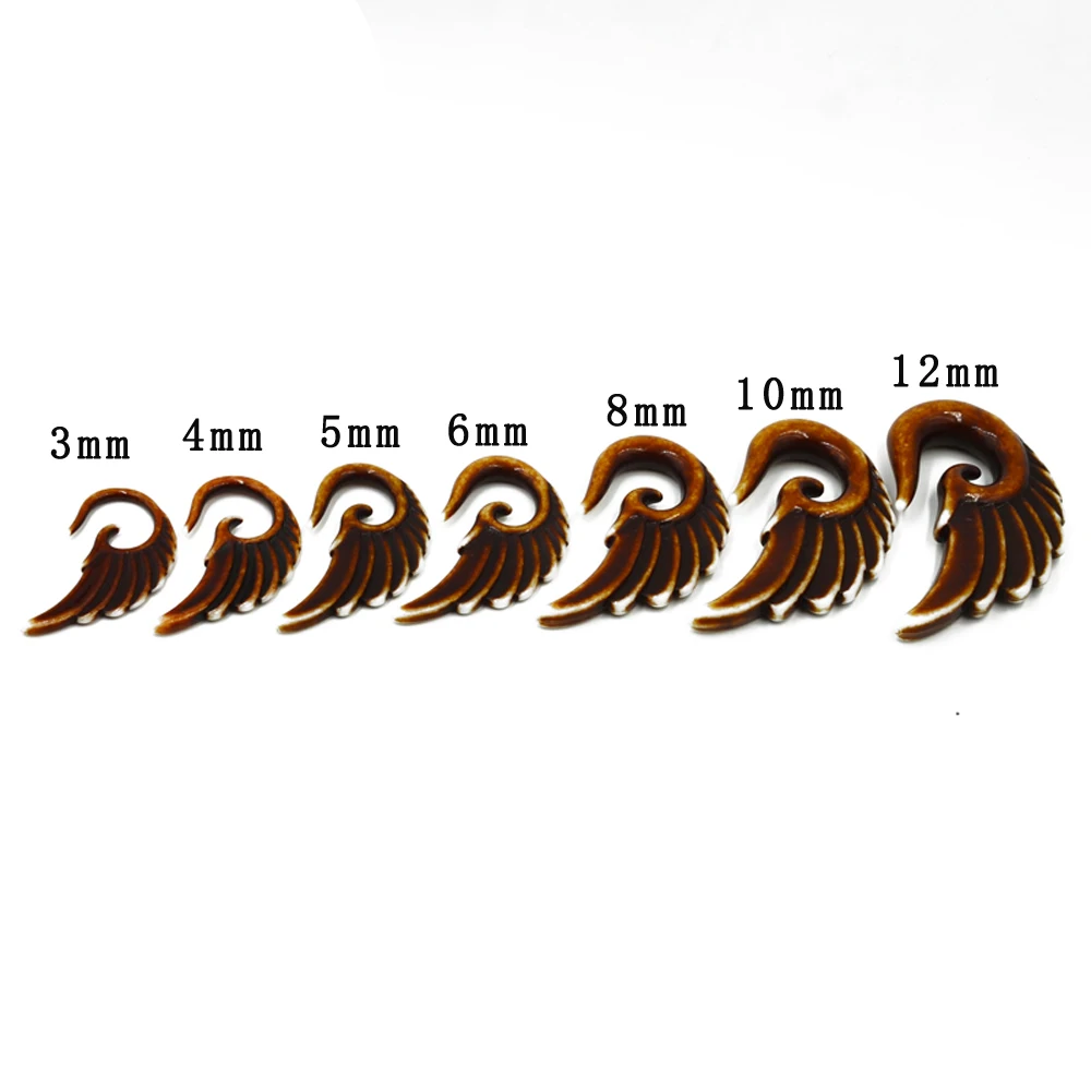 1pair UV Acrylic Angel Wing/Feather Spiral Ear Taper Plugs Strecher Kit Piercing Expander