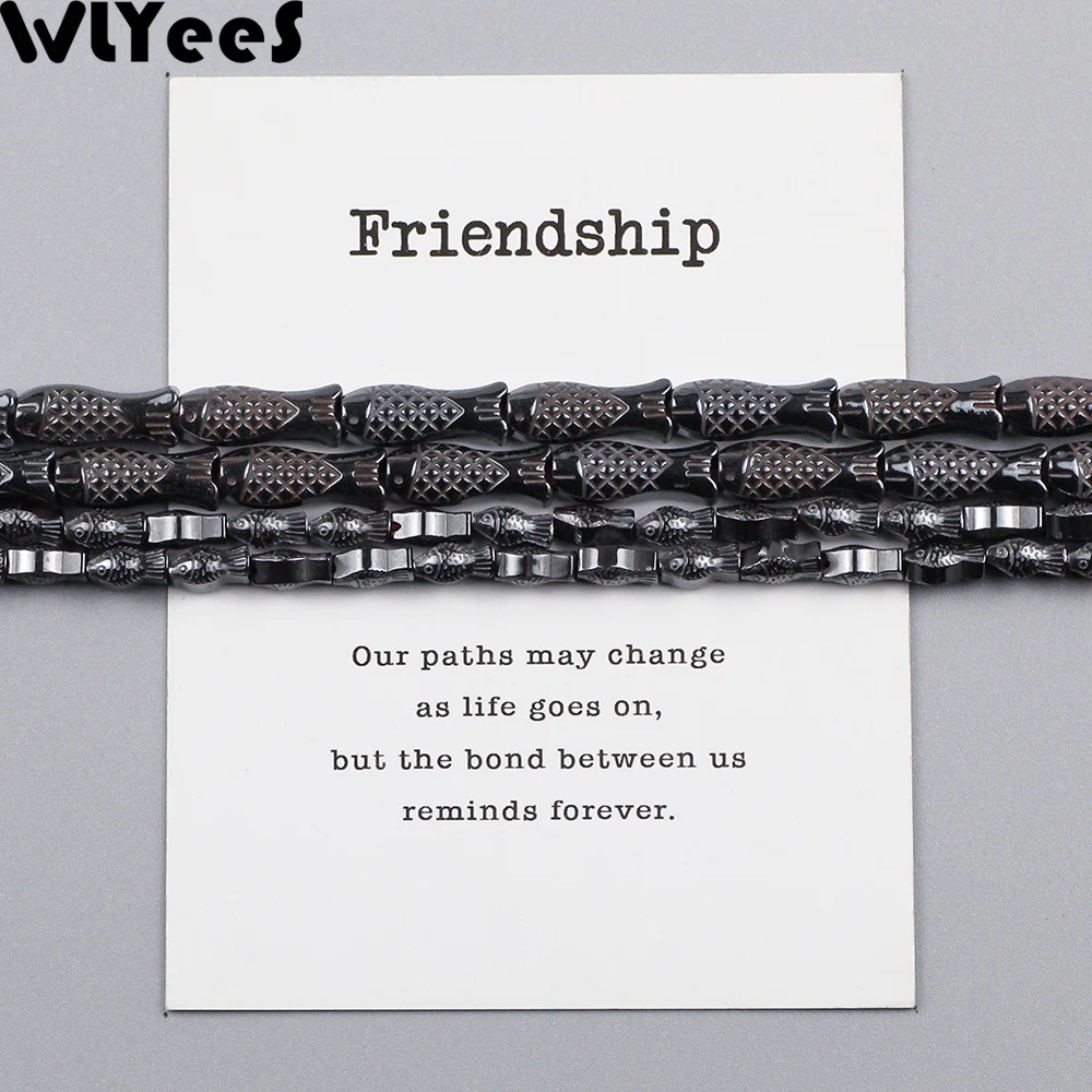 WLYeeS Fish shaped Natural Black Hematite beads Big/Small Spacer Loose Beads for DIY Jewelry necklace Earring Bracelet Making