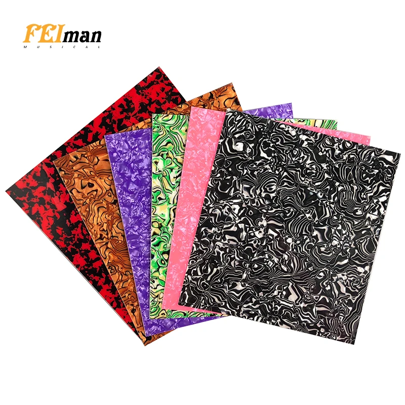 Feiman Custom Material Blank Sheet for Acoustic Guitar Pickguard Self Adhesive 24cmx22cm Quality Scratch Plate Multi color