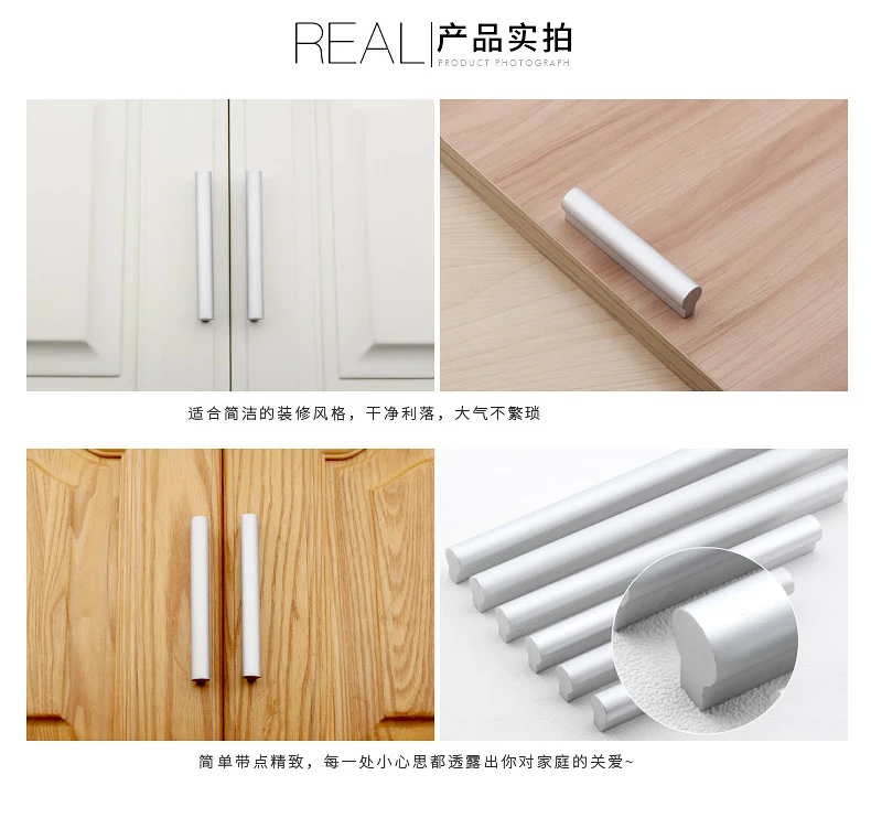 Wv runde Griffe minimalist ische silberne Küchen schrank Lagerung 64mm-224mm Kommoden Türgriffe Schublade Tür Einloch zieht Hareware küchen schrank aufbewahrung – Detail 2
