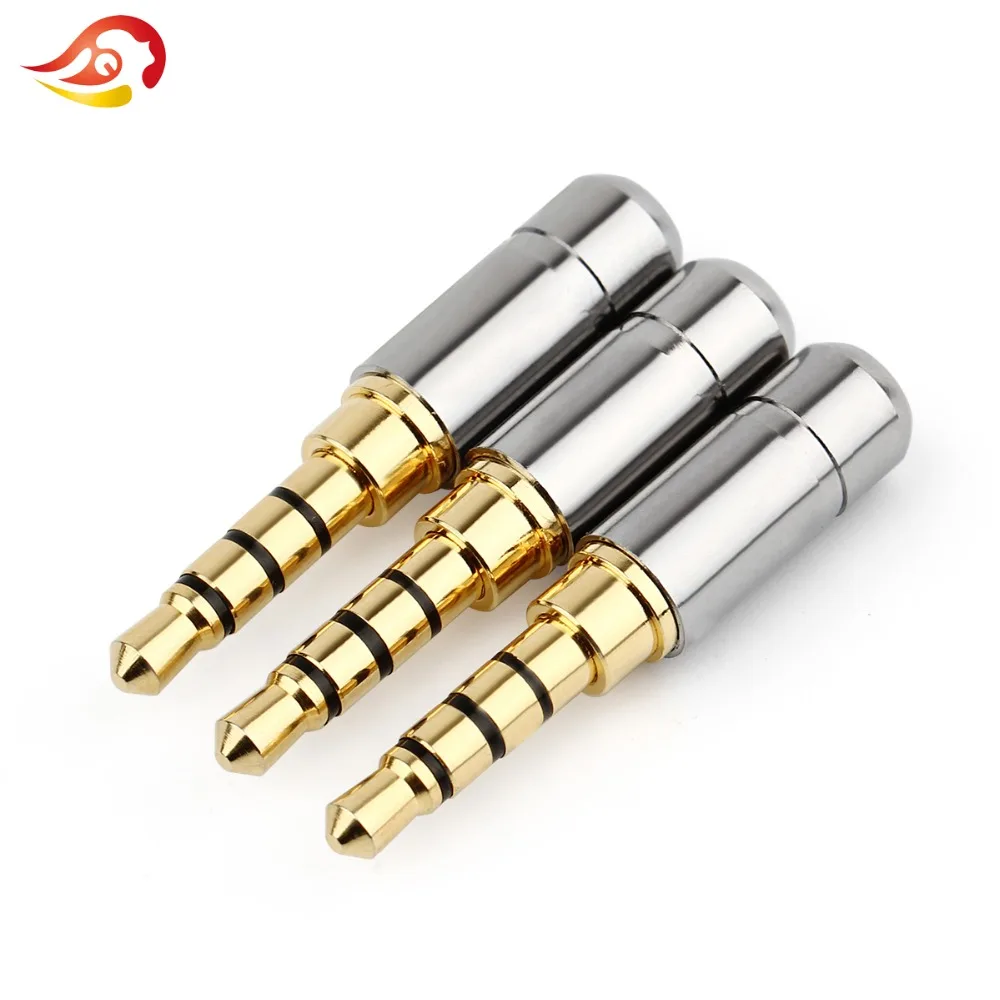 QYFANG 3.5mm 1/8\'\' Stereo 2/3/4 Poles Audio Jack Earphone Plug HiFi Stereo Headphone Gold Plated Copper Solder Wire Connector