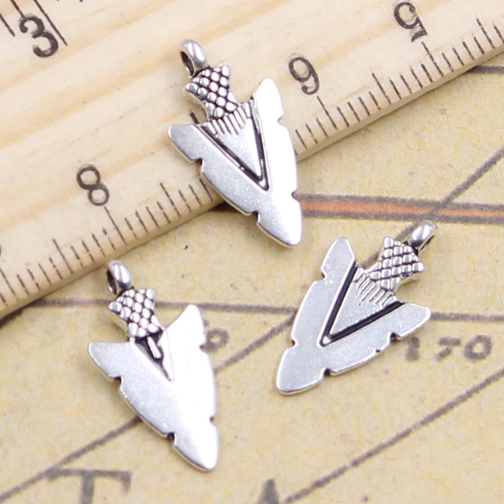 20pcs encantos indianos punhal de ponta de flecha 19x10mm tibetano pingentes de cor prata jóias antigas fazendo artesanato artesanal diy