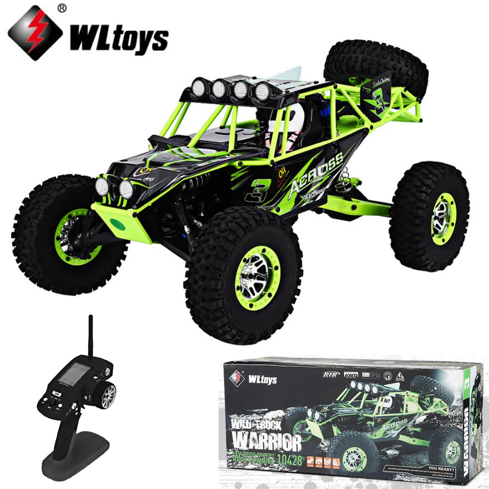 WLtoys 10428 1/10 2.4G 4WD RC Monster Crawler RC Car with LED Light RC rock-climber Remote Control Electric Wild Track Warrior