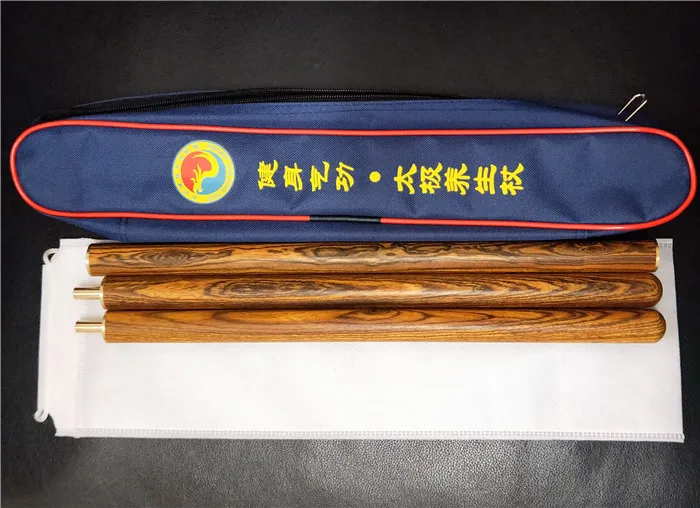 High Quality Gold Sandal wood Professional Tai Chi Sticks China Health Qigong Association Taiji Yang Sheng Zhang 3 Sections