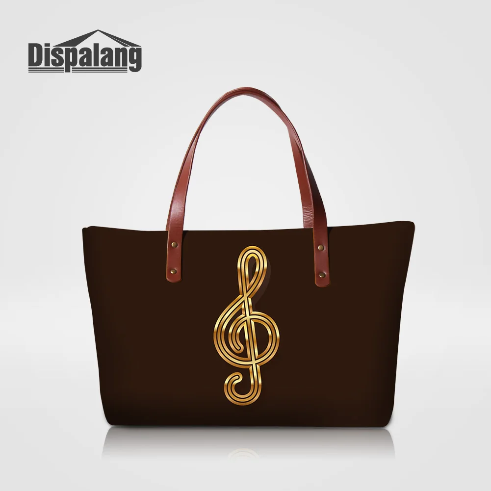 Dispalang Neoprene Good Quality Women Handbags Musical Note Printed Totes Bags For Teenage Girls Laides OL Office Top-handle Bag