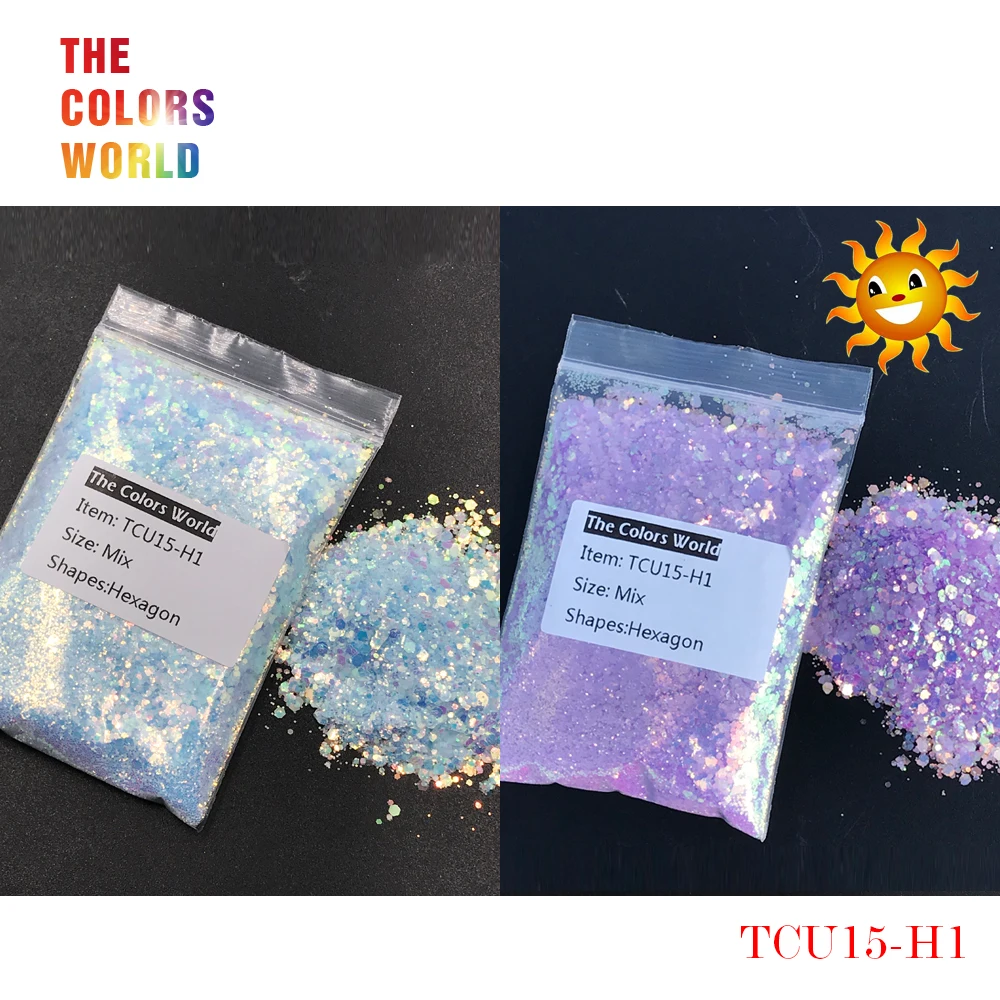 TCT-253  UV Glitter ultraviolet Light Mix Hexagon Shape Nails Glitter Nail Decorations Nail Gel Makeup Face Paint DIY Accessorie