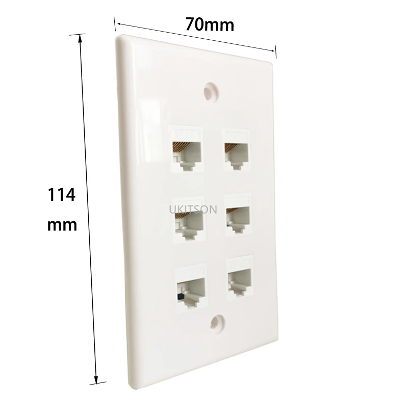 6 Ports RJ45 Ethernet Cat6 Keystone Female to Female Wall Plate In White For North South America Network Face Panel