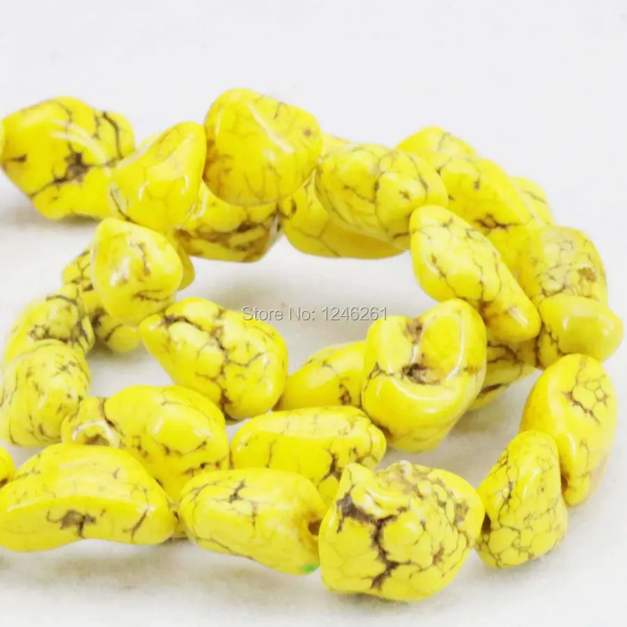 10-14mm Accessories Irregular Yellow Turkey Stone Loose Beads Stone DIY Howlite Accessory Parts 15inch Jewelry Gems Gifts Making