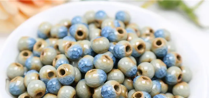 6~8 mm 100PCS  blue ceramic diy beads national wind restoring ancient ways jewelry accessories 5345