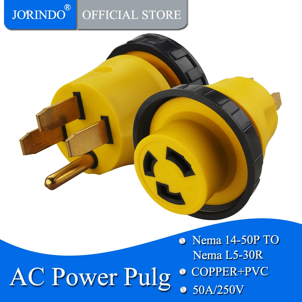 JORINDO [14-50P to L5-30R] Plugrand 50 Amp Male NEMA 14-50P to 30 Amp Female NEMA L5-30R Locking Adapter