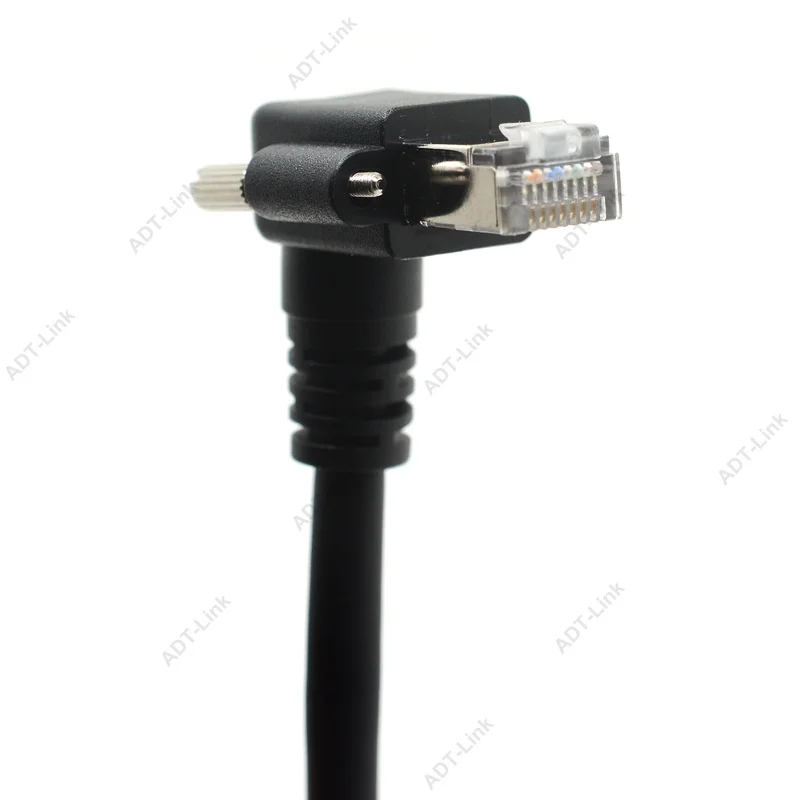 GIGE Camera Cable Cord GigE Vision RJ45 Cable Screw Lock Industrial Camera Machine Vision elbows 90 degrees Angled Design