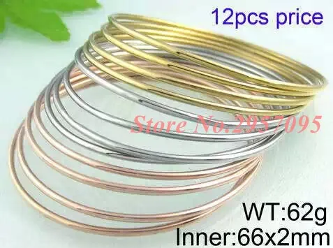 New Design Fashion 12Pcs Set Round Bracelet Cuff Silver/Gold/Rose Gold Color Stainless Steel Bangles Bracelets For Women