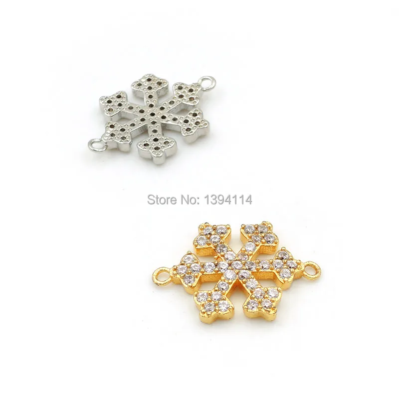 21*15*2mm Micro Pave Clear CZ Snowflake Connector Fit For Women As DIY Bracelets Accessory