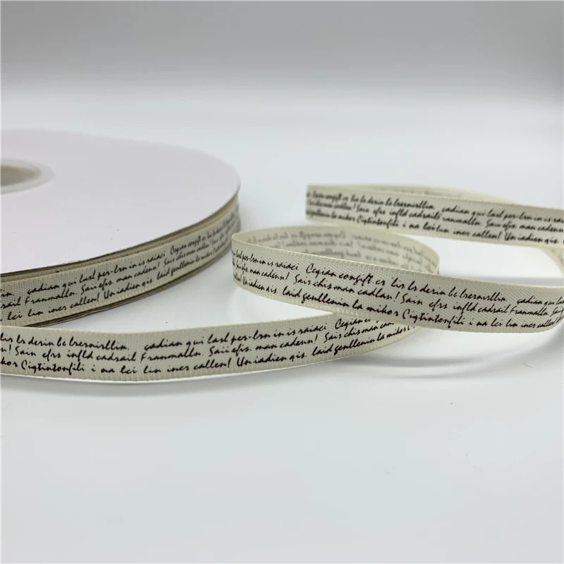 5yards/Lot 10mm Polyester Ribbon Handmade Design Printed Text Ribbons For Wedding Christmas Decoration DIY Sewing Fabric