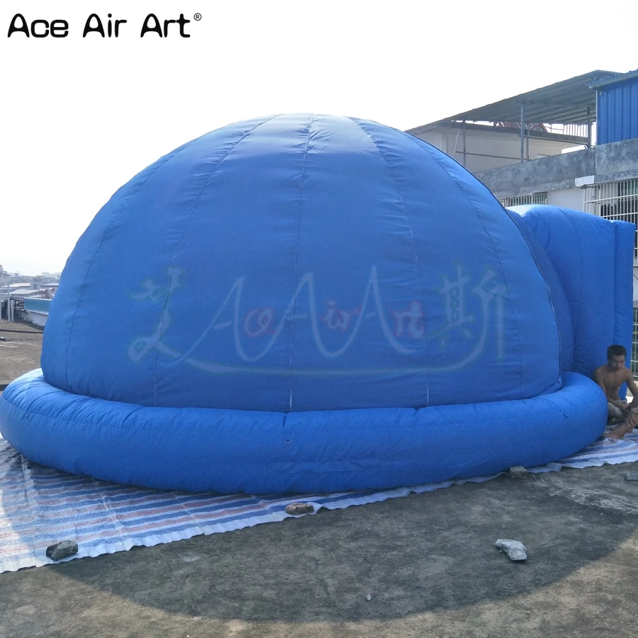 Portable Blue Color Inflatable Planetarium Dome Astronomy Inflatable Dome Tent with Bigger Door for Trade Shows In Japan