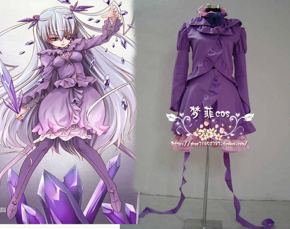 

Rozen Maiden Barasuishou new cosplay costume purple dress 11